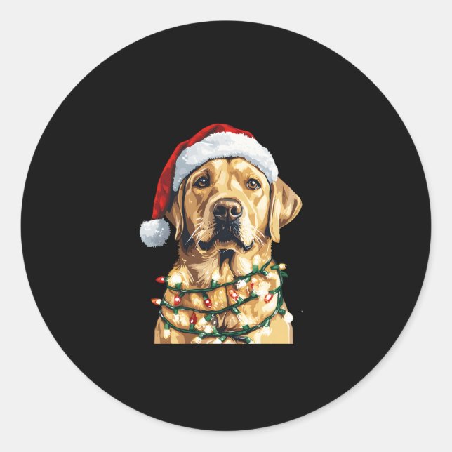 Sticker Rond Labrador Retriever Dogs Tree Christmas Sweater Xma (Devant)