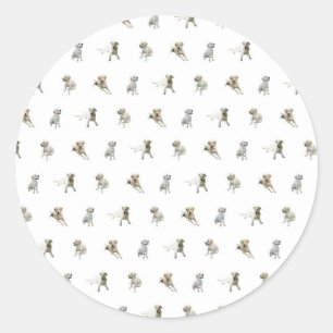 Sticker Rond Labrador Retriever Motif (blanc)