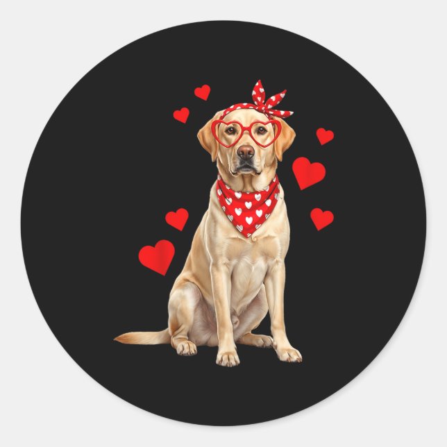 Sticker Rond Labrador Retriever Valentines Day Dog Lover Heart  (Devant)