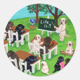 Sticker Rond Labrador School