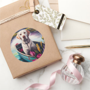 Sticker Rond Labrador sur une rame : une aventure Pittoresque