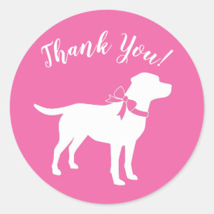 Sticker Rond Labrador Theme Chien Baby shower Pink Lab