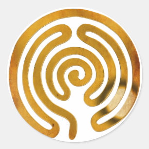 Sticker Rond labyrinthe or antique   faites votre propre arrièr