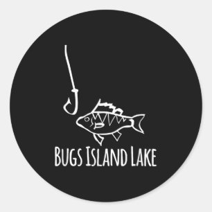 Sticker Rond Lac de Bugs Island Virginie Pêche Hameçon Mignon D