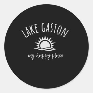 Sticker Rond Lac Gaston Mon Endroit Heureux Bateau Pêche Campin