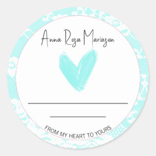 Sticker Rond *~* Lace AP30 AQUA Coeur Générique Maison