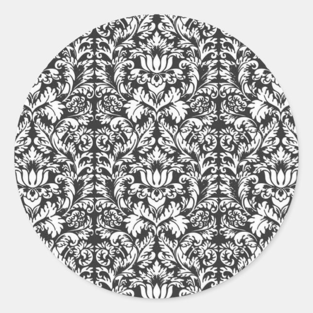Sticker Rond Lace noir blanc Damas Brocade (Devant)