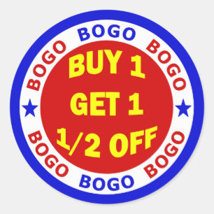 STICKER ROND L'ACHAT UN DE BOGO DESCENDENT D'UN DEMI-