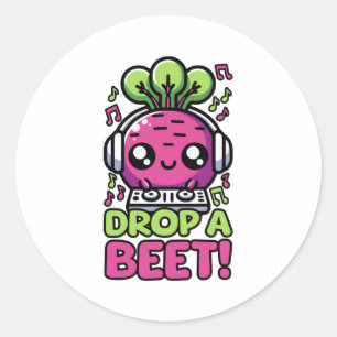Sticker Rond Lâchez Une betterave ! Cute DJ Vegetable Pun