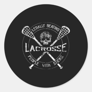 Sticker Rond Lacrosse Battre Légalement Les Gens Avec Des Bâton