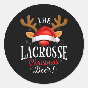 Sticker Rond Lacrosse Christmas Deer Pjs Xmas Family Matching