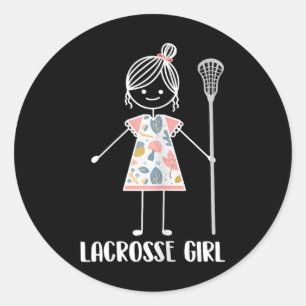 Sticker Rond Lacrosse Girl - Lacrosse Team Player Lacrosse