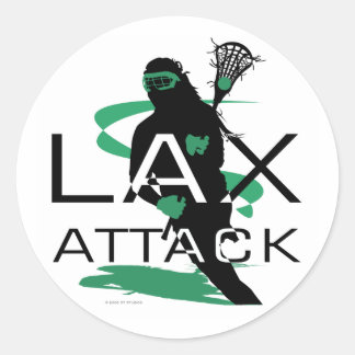 Sticker Rond Lacrosse Girls LAX Attack Green