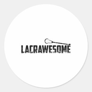 Sticker Rond Lacrosse Joueur Humour Lacrawsome Lacrosse
