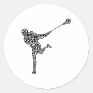 Sticker Rond Lacrosse Joueur Jeunes Garçons Hommes