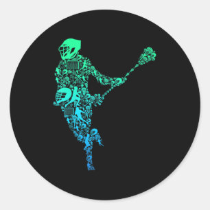 Sticker Rond Lacrosse Joueur Jeunes Hommes Garçons Enfants