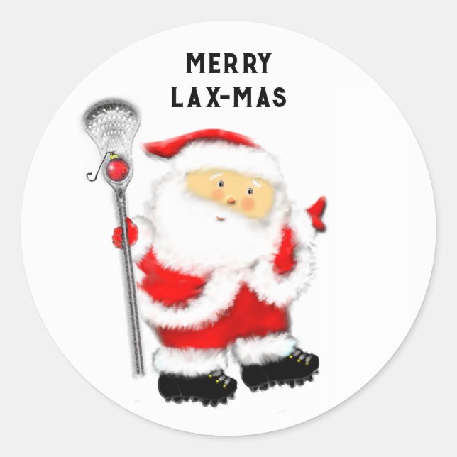 Sticker Rond Lacrosse Joyeux Noël Lax-mas (Devant)