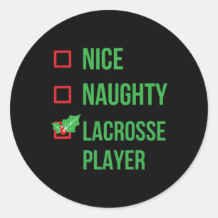 Sticker Rond Lacrosse Player Funny Pajama cadeau de Noël