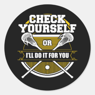 Sticker Rond Lacrosse Vérifie-Toi Lacrosse