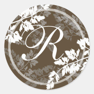 Sticker Rond Lacy Feuilles/ Monogramme