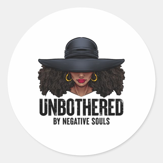 Sticker Rond Ladi afro-américain Sassy Black Queen (Devant)