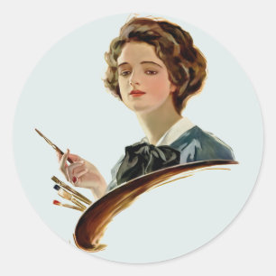 Sticker Rond Lady Artist