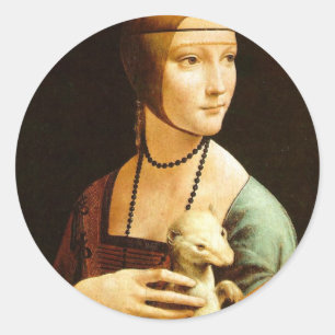 Sticker Rond Lady avec une mine, Léonard de Vinci