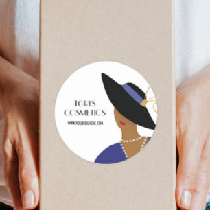 Sticker Rond Lady, boutique, commerce de beauté ou cosmétique