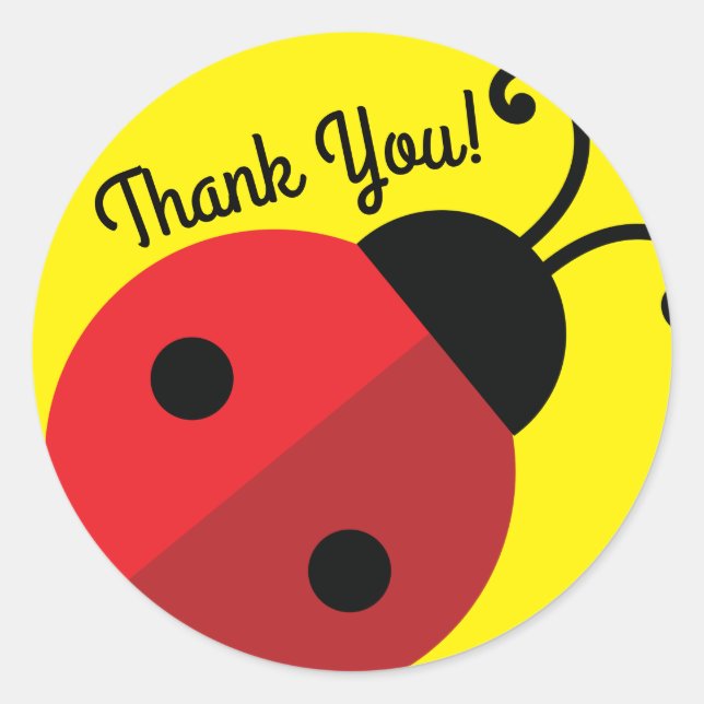 Sticker Rond Lady Bug Cute 1ère fête d'anniversaire (Devant)