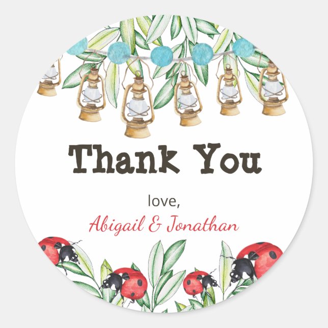 Sticker Rond Lady Bug dans la verdure Jardin Merci (Devant)