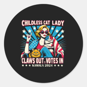 Sticker Rond Lady chatte sans enfant