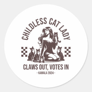 Sticker Rond Lady chatte sans enfant
