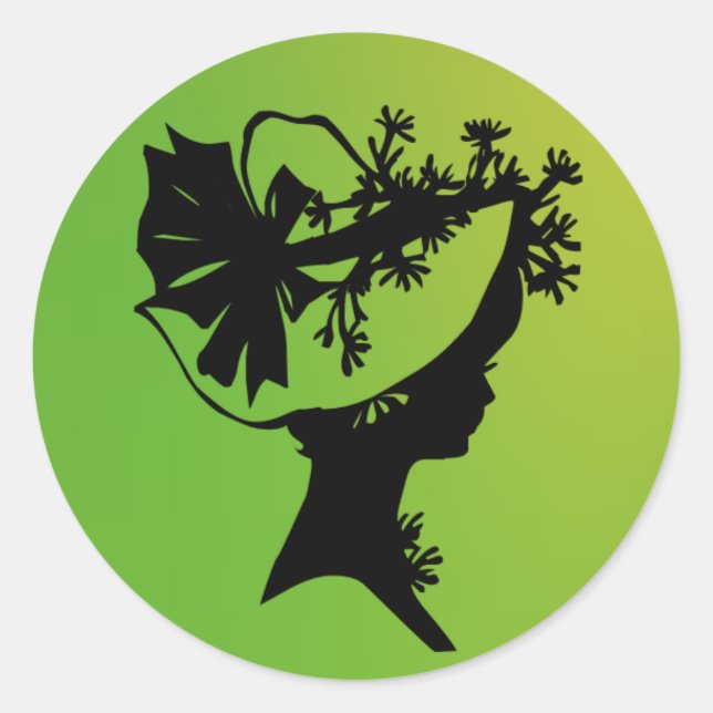Sticker Rond Lady in a Bonnet 20 Green AH2010 (Devant)