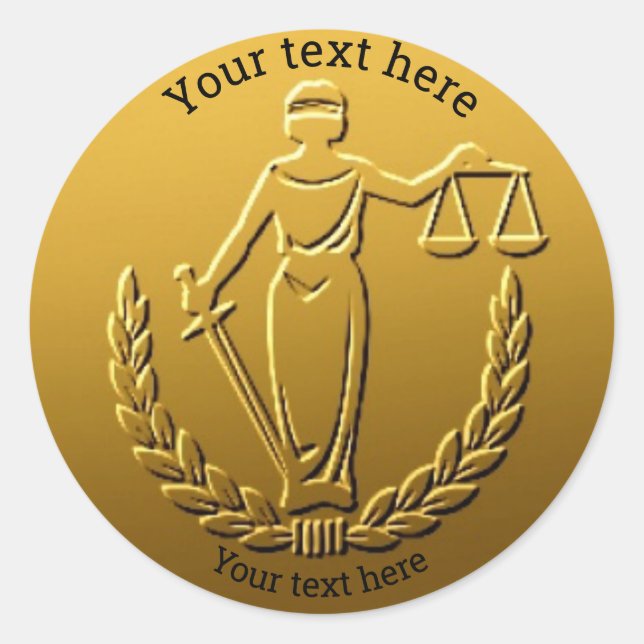 Sticker Rond Lady Justice Droit Personnalisable Conception de p (Devant)