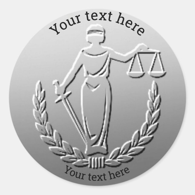 Sticker Rond Lady Justice Law Personnalisable Conception de piè (Devant)