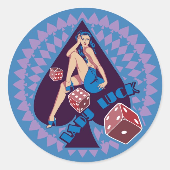 Sticker Rond Lady Luck (Devant)