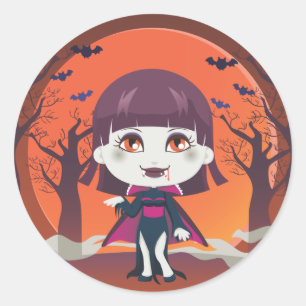 Sticker Rond Lady Vampire