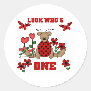 Sticker Rond Ladybug Bear Premier anniversaire