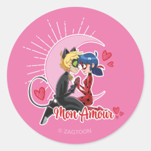 Sticker Rond Ladybug & Cat Noir Mon Amour