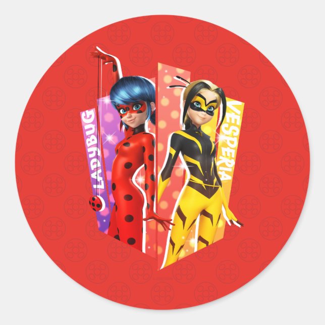 Sticker Rond Ladybug et Vesperia Graphic (Devant)