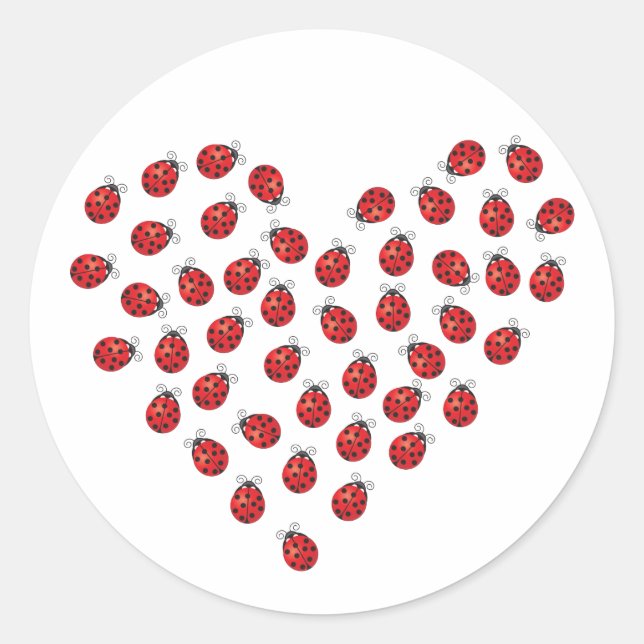 Sticker Rond Ladybug Love Heart (Devant)