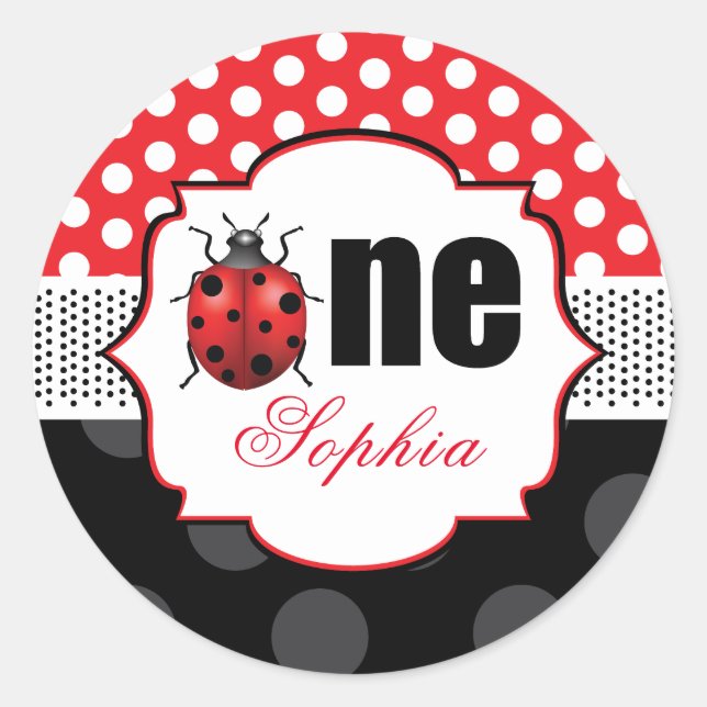 Sticker Rond Ladybug Un Anniversaire Personnalisé (Devant)