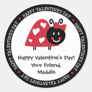 Sticker Rond Ladybug Valentine Day Hearts Party Favoriser