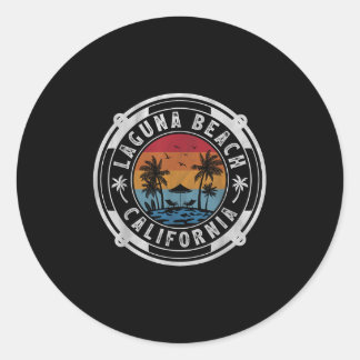 Sticker Rond Laguna Beach Californie Vacances d'été Vintage Su