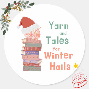 Sticker Rond Laine et Contes pour Noël Hiver arrive 