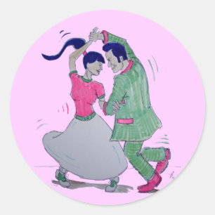 Sticker Rond laisse tous faire les danseurs d'oscillation de