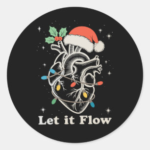 Sticker Rond Laisser couler Coeur Cardiaque Infirmière Noël Noë
