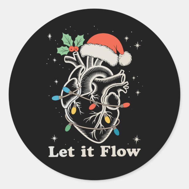 Sticker Rond Laisser couler Coeur Cardiaque Infirmière Noël Noë (Devant)