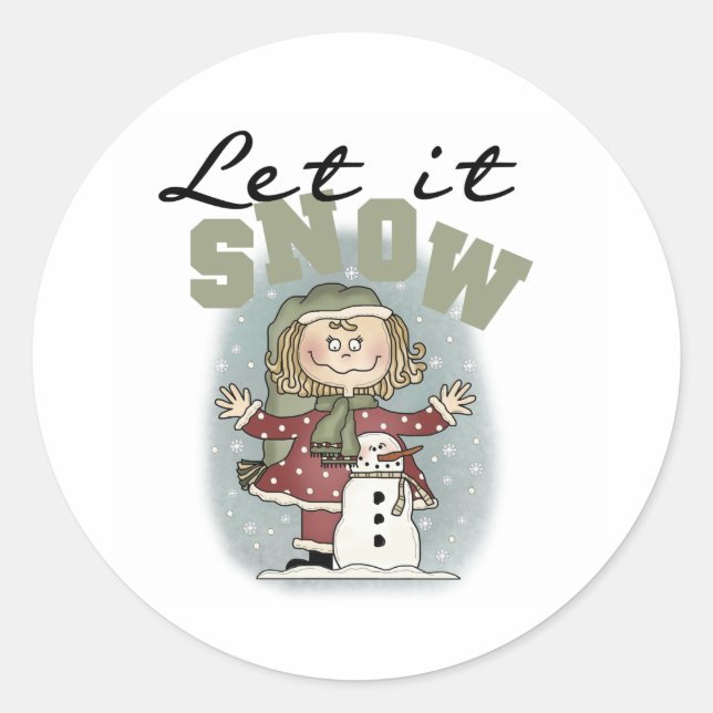 Sticker Rond Laisser la neige mignonne Noël vacances (Devant)