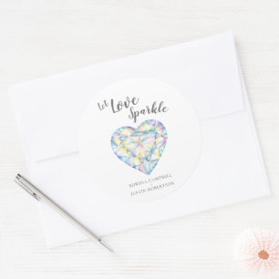 Sticker Rond Laisser l'amour pétillant mariage d'aquarelle coeu